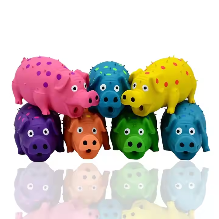 Latex Thorns Pig Dog Toy Bite Resistant for Cleaning Teeth Spots Wholesale Assorted Colors Screaming Pig Design for Chewing Pet Toy 2pcs/Pack