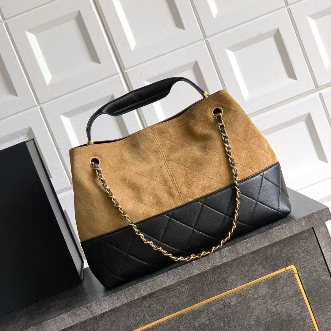 classic suede tote purse mirror quality designer bag 10A 36cm shoulder bags on chain with top handle handbag vintage women clutch quilted leather medium purse bags