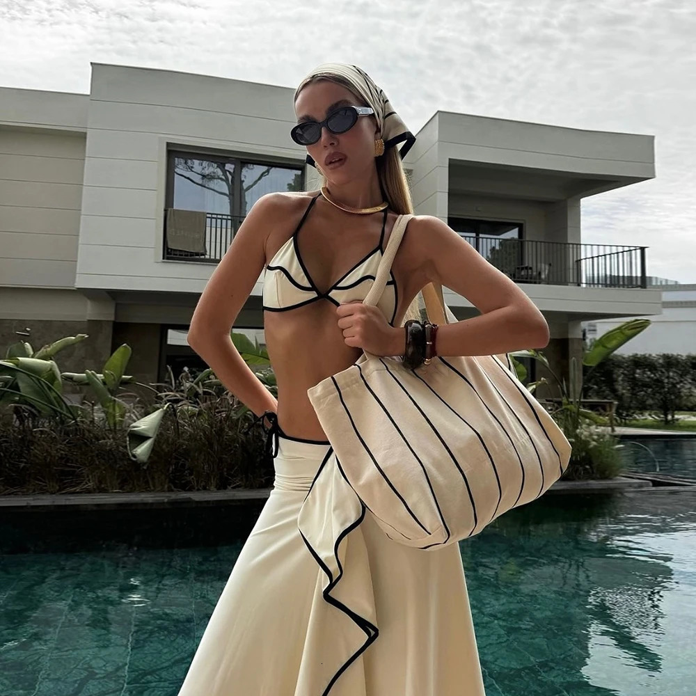 Sexy 3 Pieces Bikini Set Micro Bikini Women Swimsuit Female Swimwear Long Skirt Bikini Set Bathing Suit Beachwear Cover Up 250618