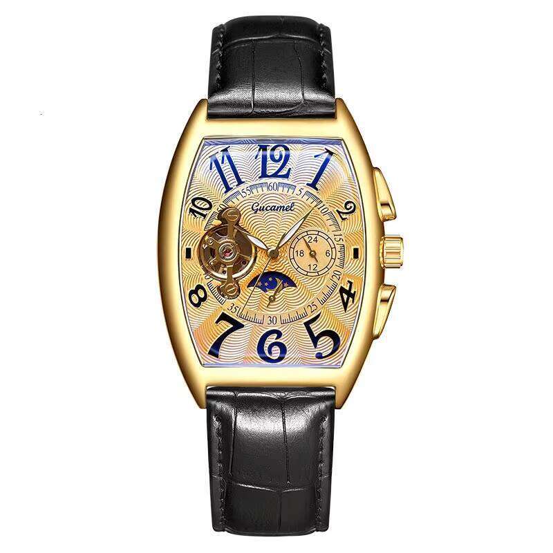 DHgadgets Men's Round Alloy Automatic Mechanical Watch with Glass Dial Window Buckle Business Style Crossover