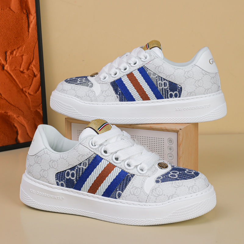 Shoes designer Lace up Thick Sole Flat Casual Shoes Mixed Color Patchwork Sneakers Daily vacation Walking Shoes Unisex P9FF