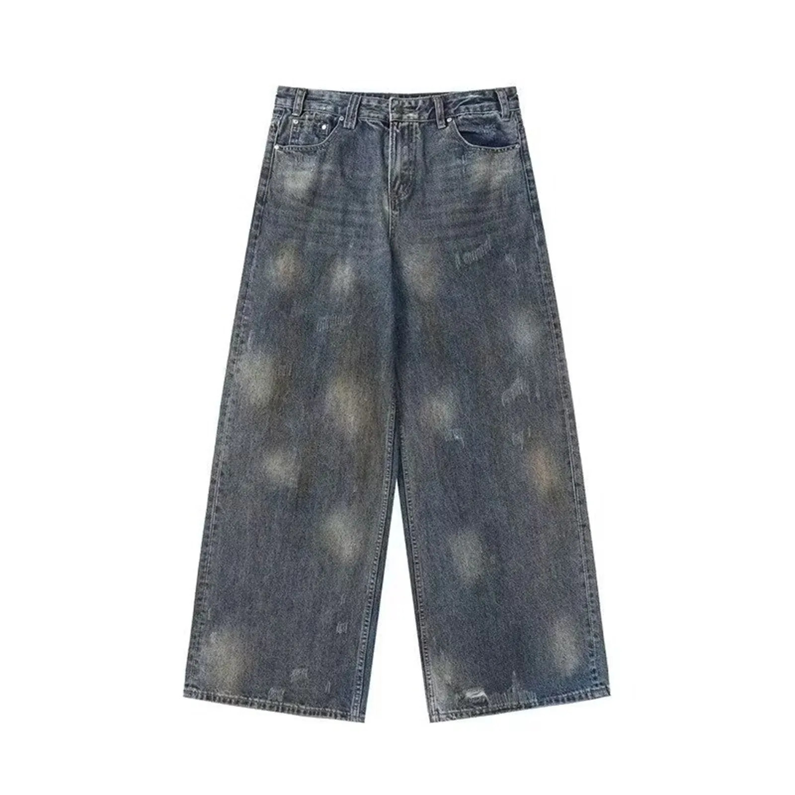2025 Vintage Wash Male Jeans Stylish Harajuku Baggy Y2k Fashion Mens Pants High Street Regular Solid Color Straight Leg Pants 250617