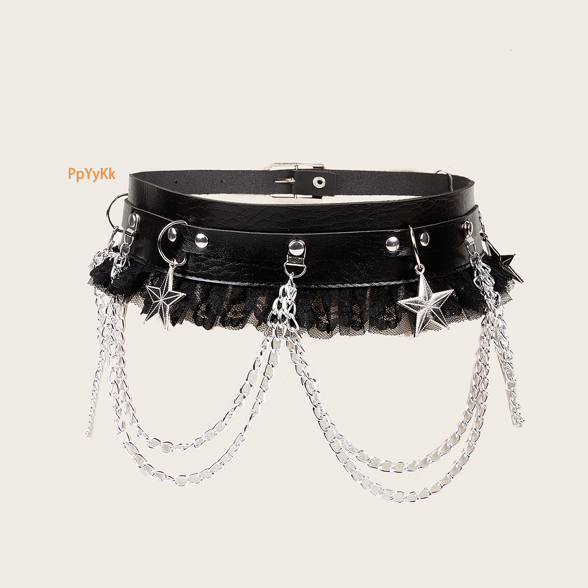 2025 Luxury Designer belts Premium Dark Metal Chain Punk Y2K Hip Hop Lace Spliced Women's Versatile Trendy Statement Waistband