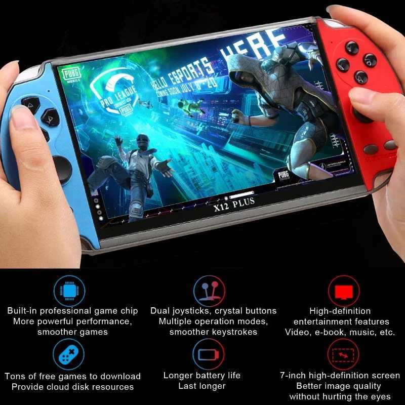 New X12 Plus 7inch Large Sn 10000 Games Min Portable Video Handheld Game Consoles Players Devices port Connect TVXJ250619