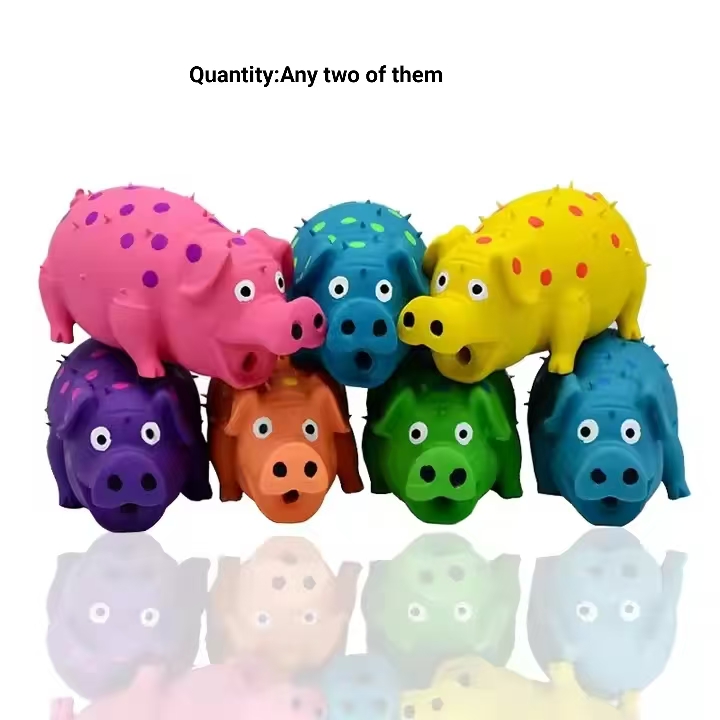 Squeaky Spotted Pig Dog Toys Safe Latex Soft Teething Dog Chew Toys for Puppies