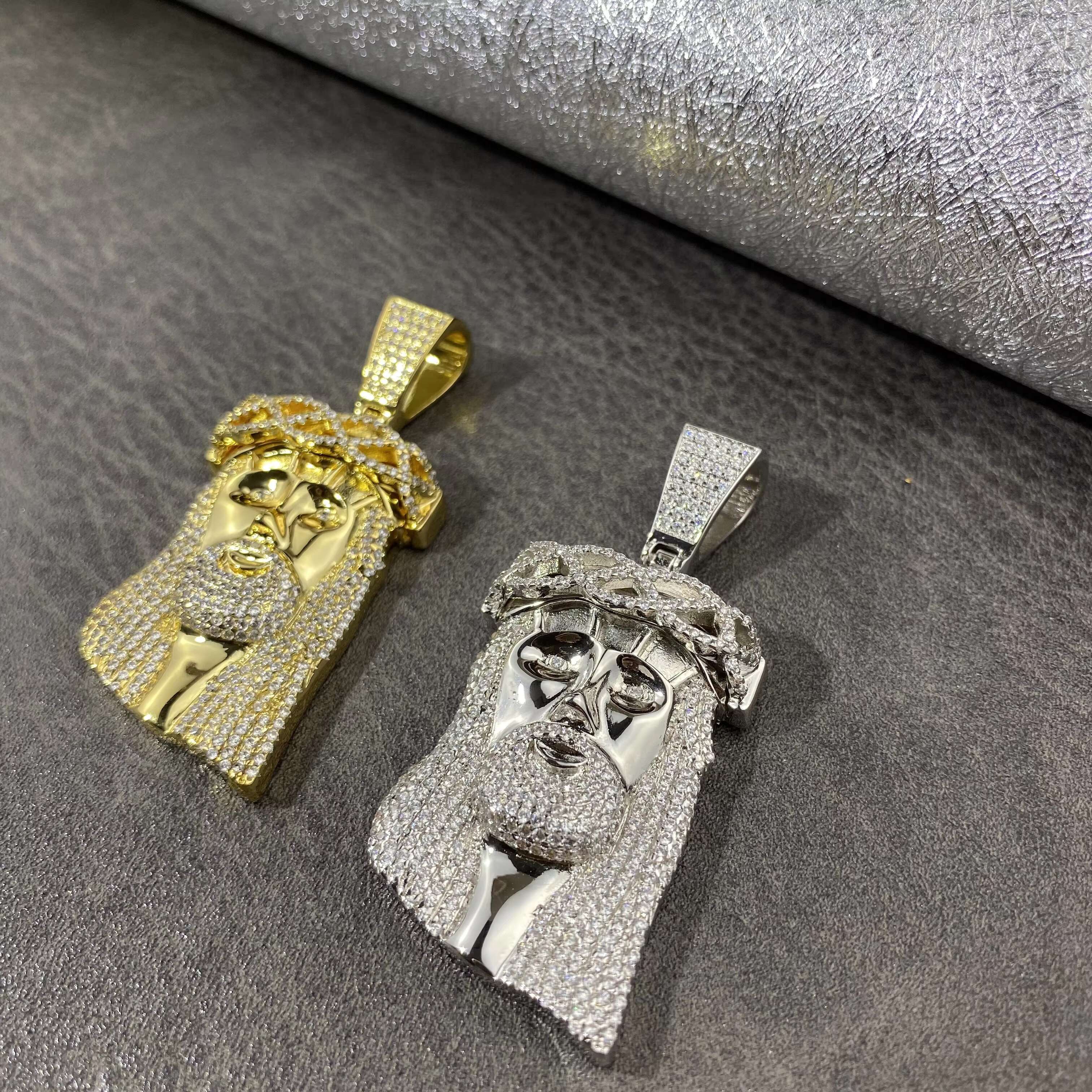 High Quality Jesus Face Iced Out Pendant Hip Hop Jewelry Men Jesus Head Necklace