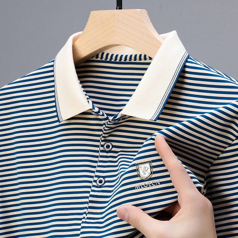 Quality breathable cotton short sleeve mens POLO shirt 2024 summer fashionable shiny diamond inlaid n top soft Tshirt 250610A