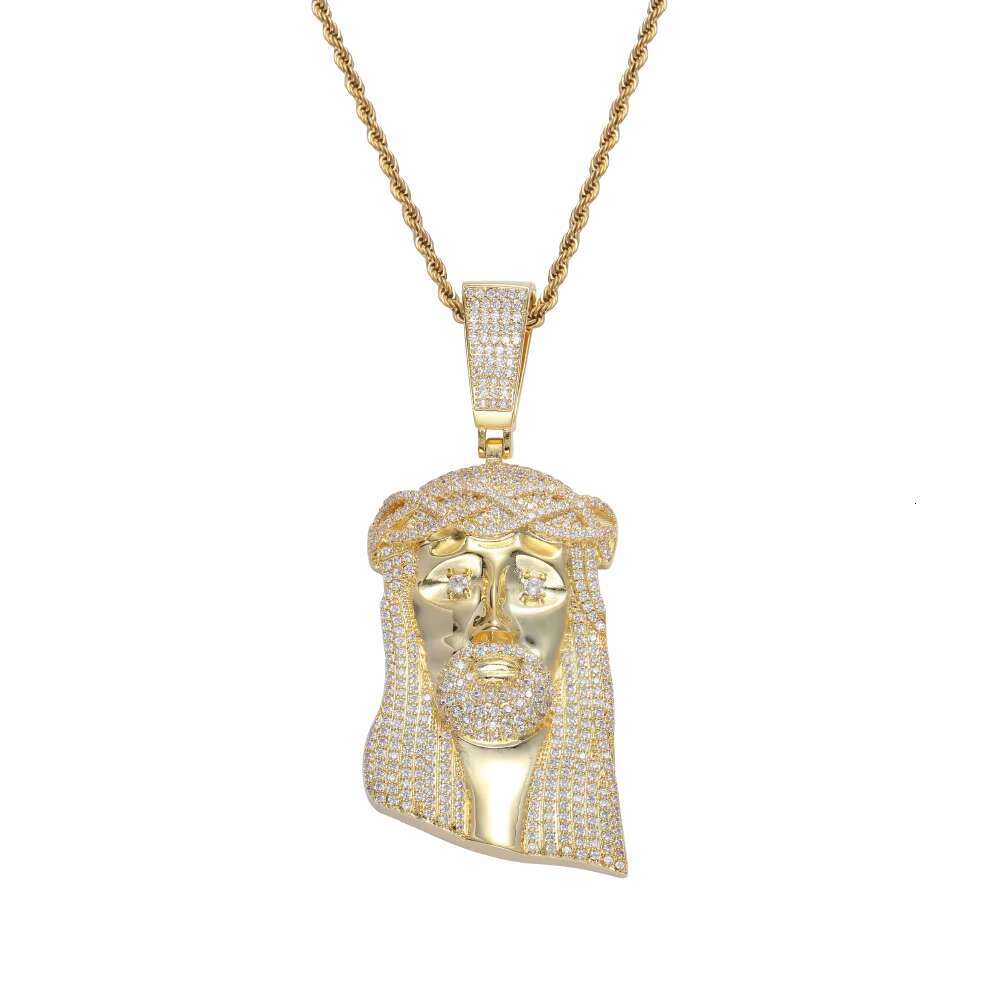 Hip Hop CZ Jesus Charms Necklace Pendant Iced Out 18K Gold Plated Jesus Zircon Diamond Pendant for Men