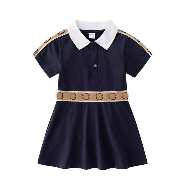 Baby Girls Princess Dress Spring Fall Kids Plaid Long Sleeve Dresses Turn-Down Collar Girl Skirts Children Clothes
