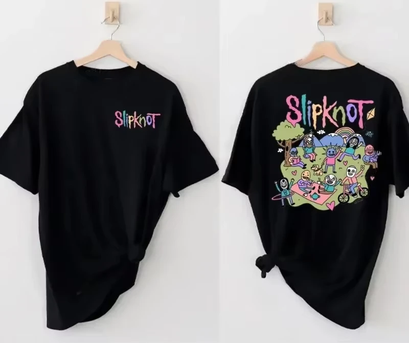 Women Hip Hop Graphic Tshirts Y2k 2025 VintageTour Black Tshirt Heavy Metal Rock Band