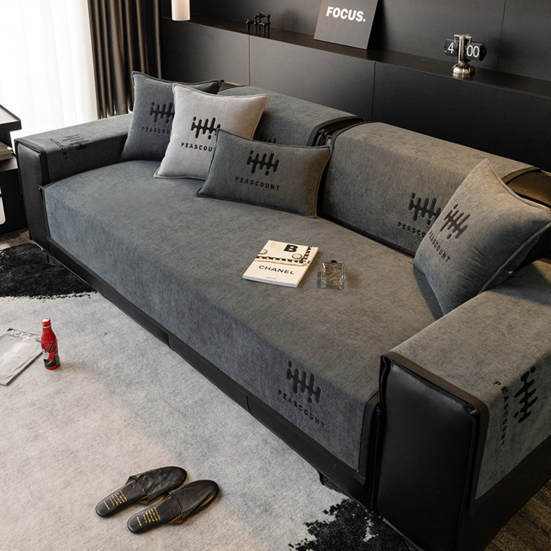 Trendy Chenille All-Season Non-Slip Anti-Slip Straight Row Seat Cushion Sofa Cover Slipcover
