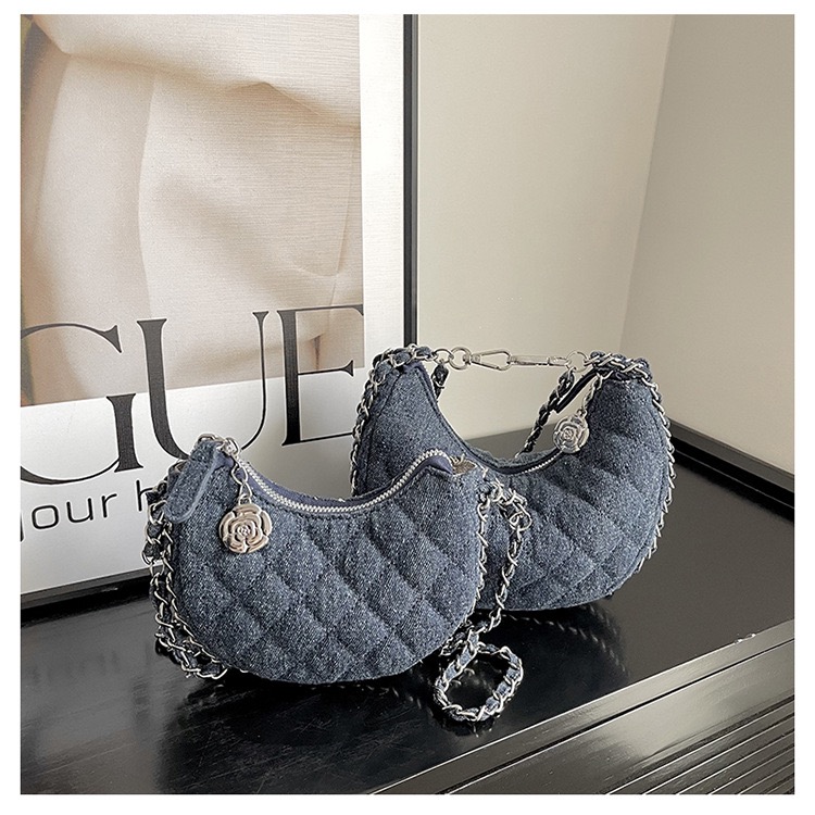 Handbag - Women's popular crossbody bag, niche summer casual versatile casual, world-class diamond grid chain crossbody bag, women's denim h