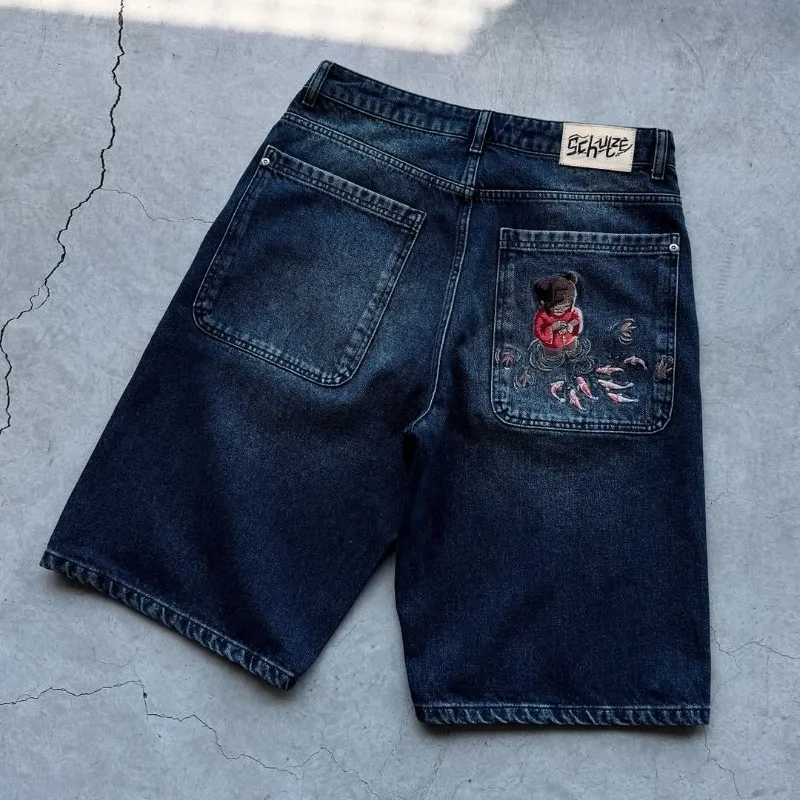 Y2K Harajuku Shorts vintage plum blossom embroidery Baggy Denim Shorts NEW American men women Casual Hip hop Shorts Streetwear XJ250617
