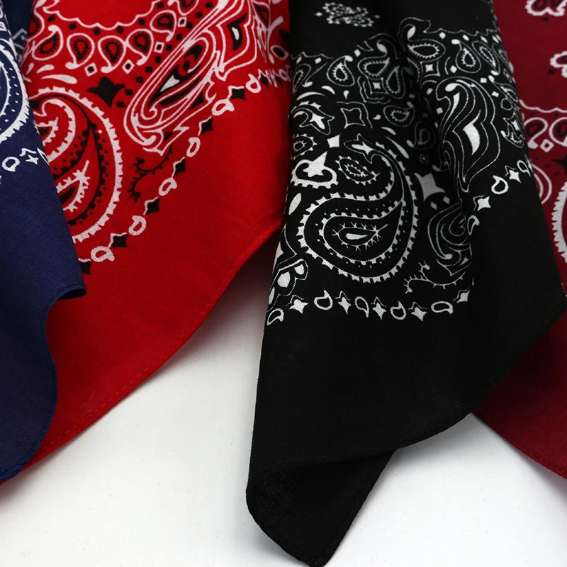 Dark Red Navy Black Paisley Cotton Square Scarf Men Hip-hop Headband Women Hair Band Bandana Motorcycle 250617