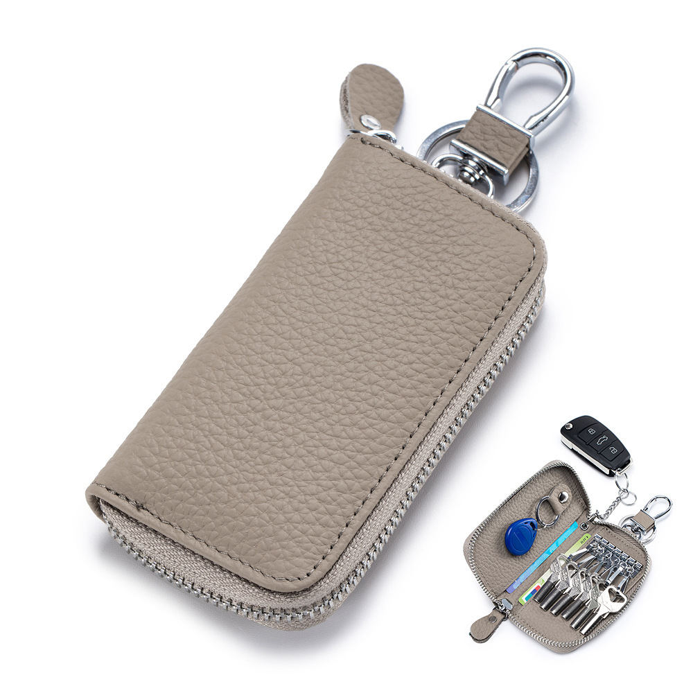 Designer Keybag New Top Layer Cowhide Universal Car Key Case Foreign Trade Genuine Leather Multifunctional Zipper Key Holder Home Key Case