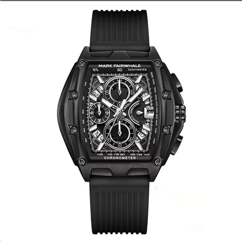 DHgargets Mark Fairwhale Customized New Men's Watch Barrel-shaped Large Dial Hollow FW-5080 Waterproof Function Tonneau Wristwatch Reloj