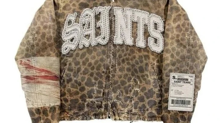 Gothic Retro Leopard Print Pattern Mens Clothes Y2k Two Piece Set Zipper Jacket Ripped Jeans Tracksuit Men Patchwork Streetwear 250618