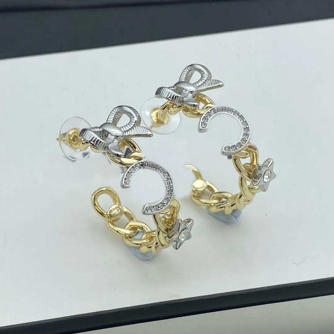 Luxury Earrings Designer Brand Stud 18K Gold Plated Letters Crystal Wedding Jewelry for Women Party Gift with Box