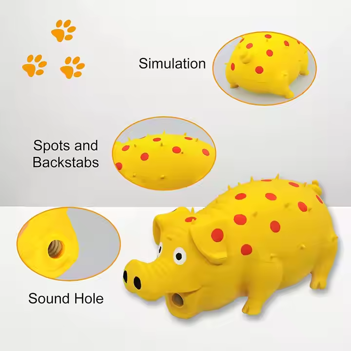 Latex Thorns Pig Dog Toy Bite Resistant for Cleaning Teeth Spots Wholesale Assorted Colors Screaming Pig Design for Chewing Pet Toy 2pcs/Pack