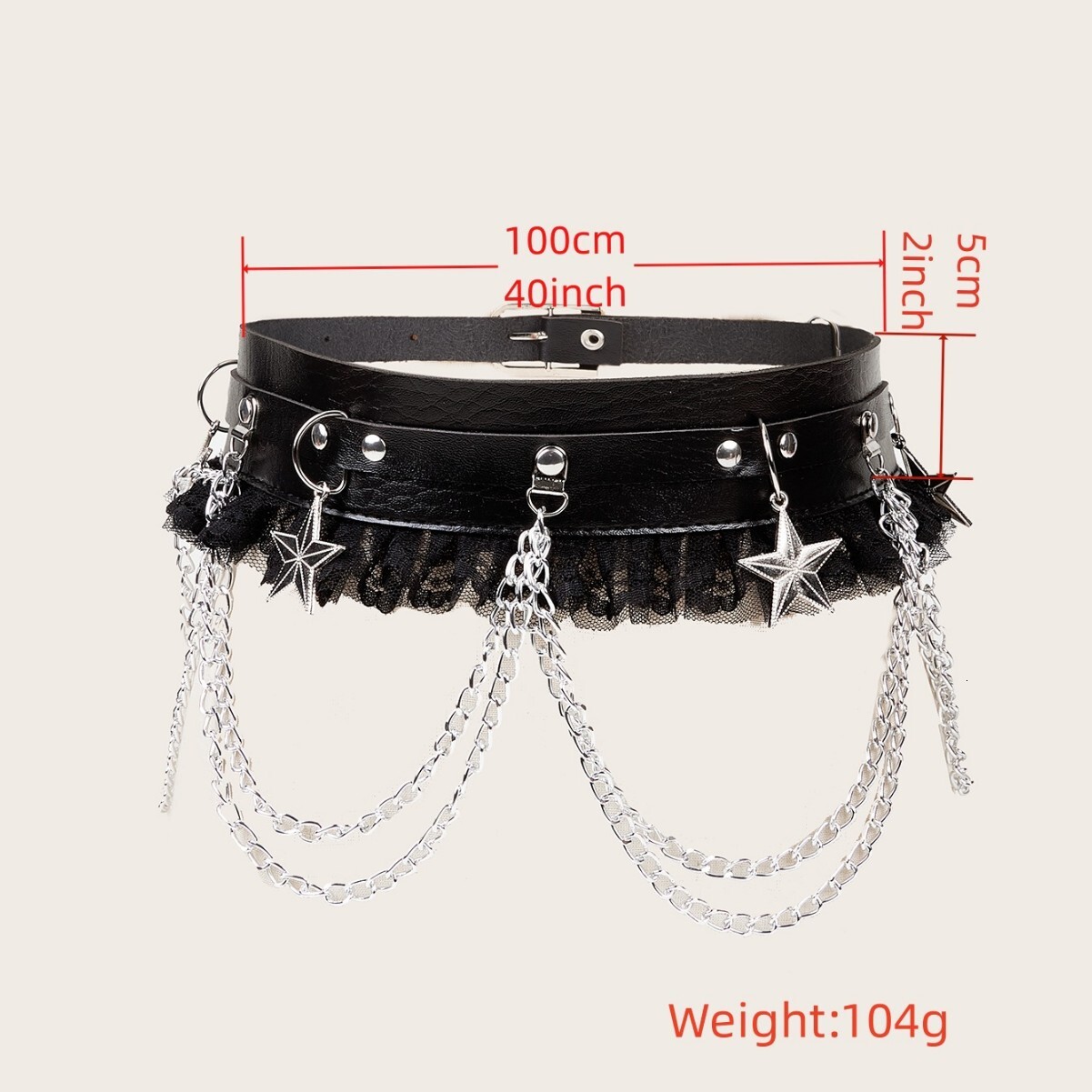 2025 Luxury Designer belts Premium Dark Metal Chain Punk Y2K Hip Hop Lace Spliced Women's Versatile Trendy Statement Waistband