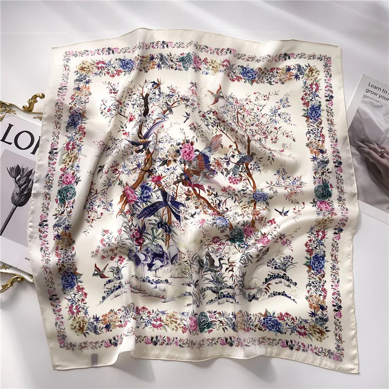 Simple Designer 70x70cm Geometry Stripe Silk Scarf for Women Fashion Headband Shoulder Tote Bag Ribbon Wraps