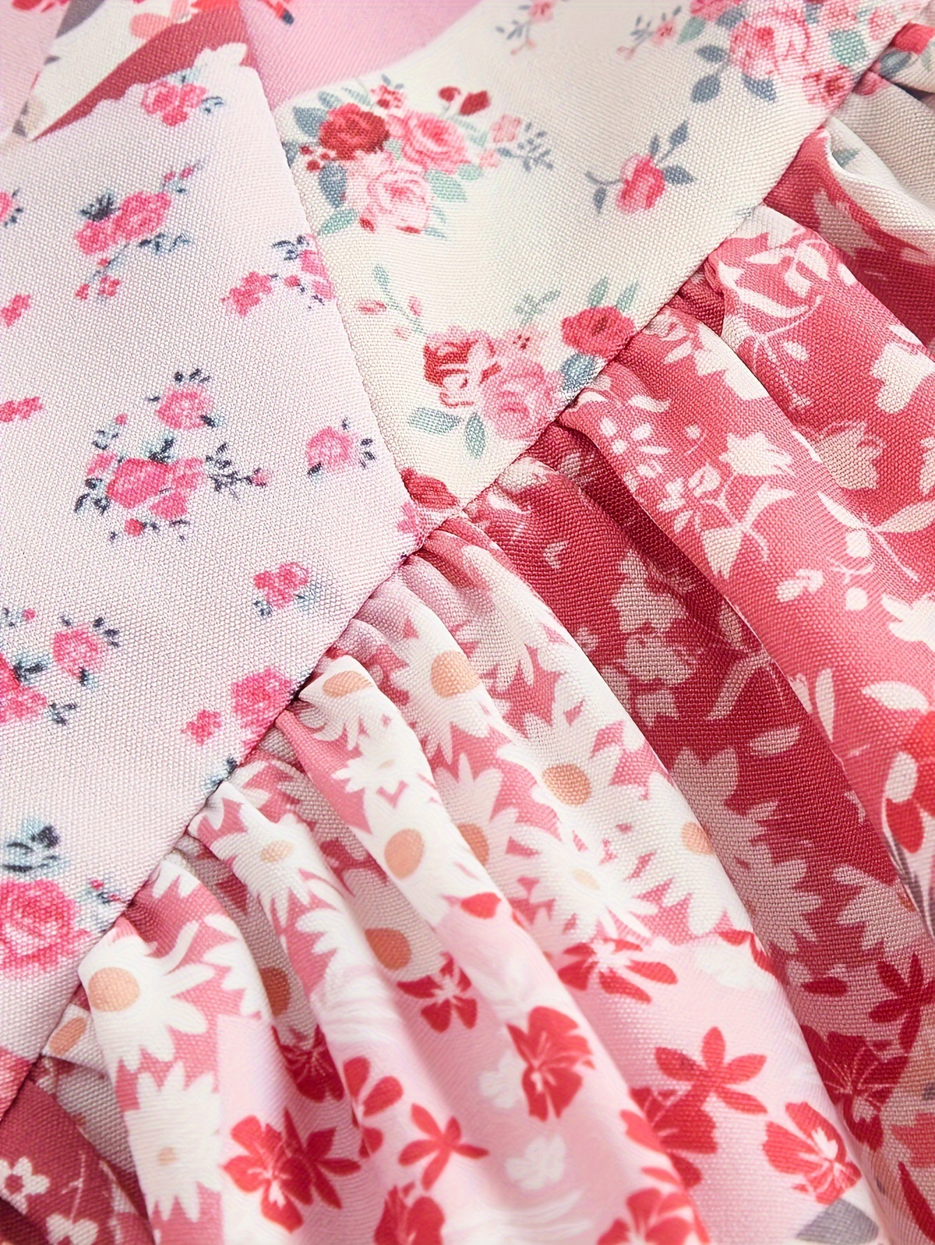 P6191European and American new floral sling cake skirt European and American cross-border retro pink double-layer hem dress women's skirt