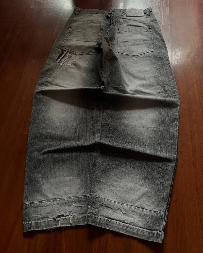 Washed High-waist Jeans Cartoon Embroidered Overszied Jeans Men Y2K American High Street Trendy Loose Floor Straight Pants 250617