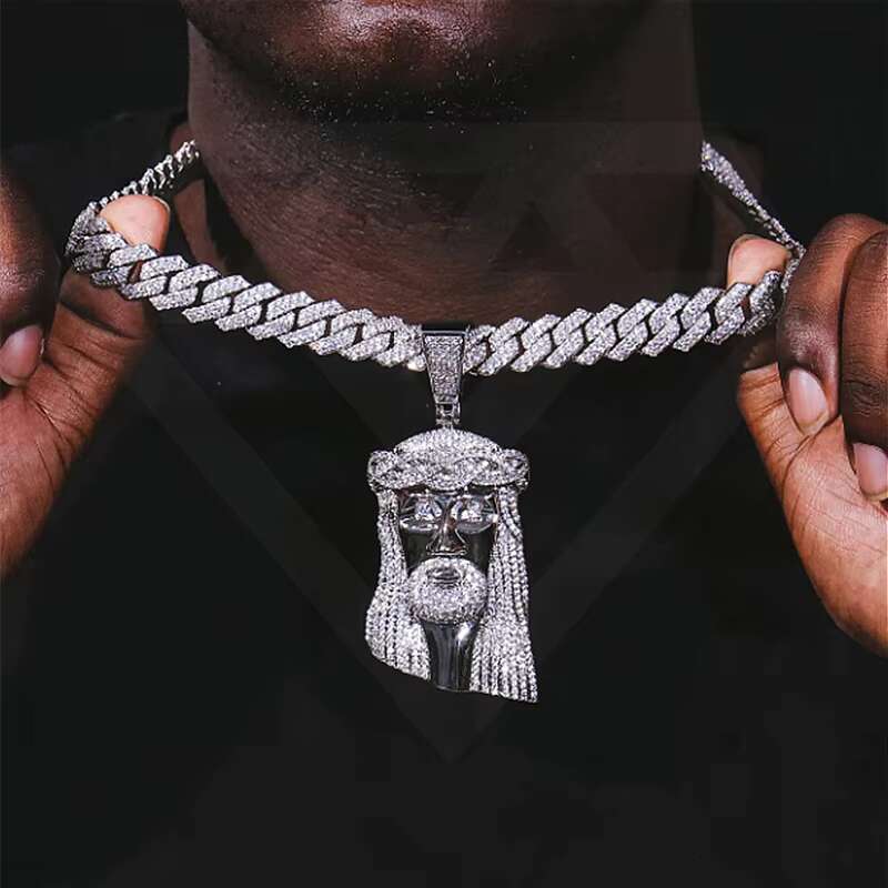 Custom 925silver Moissanite Iced Out Jesus Pendant Hip Hop Jewelry Moissanite Diamond Necklace Jesus Piece Pendant Silver Plated