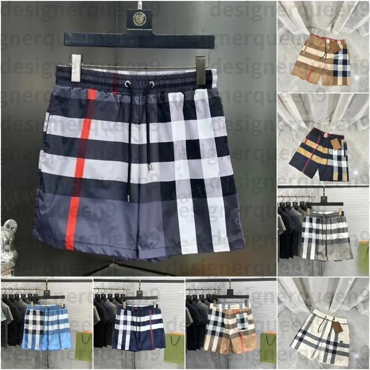 Luxury men's and women's Designer plaid striped shorts Summer Fashion Streetwears Quick-drying swimwear Printed board beach Pants Asian size M-3XL