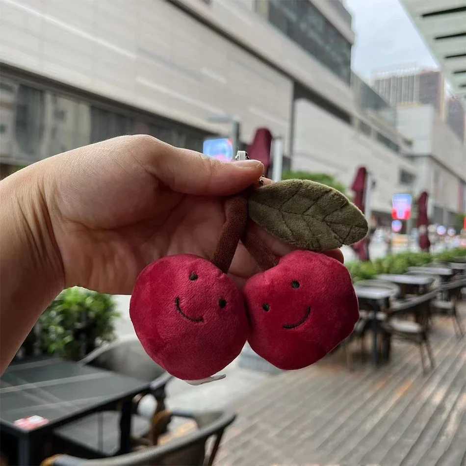 2025 Jelly Peach Pear Cherry Plush Doll Smiling Face Fruit Series Home Bedroom Decoration Pet Interactive Toy Birthday Gift XJ250619