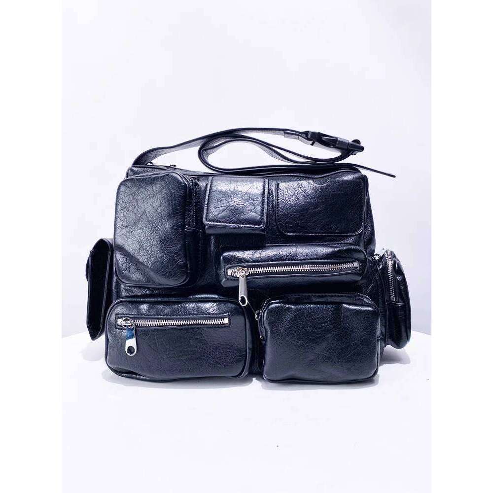 Motorcycle Niche Design New High Quality PU Oil Wax Leather Single Shoulder Crossbody Bag