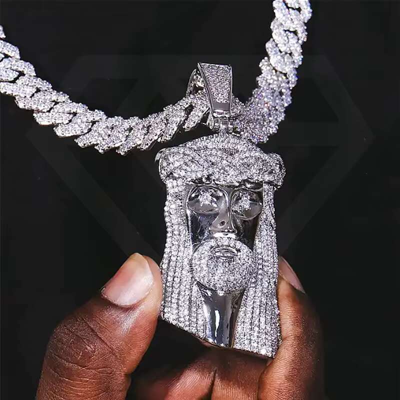Custom 925silver Moissanite Iced Out Jesus Pendant Hip Hop Jewelry Moissanite Diamond Necklace Jesus Piece Pendant Silver Plated
