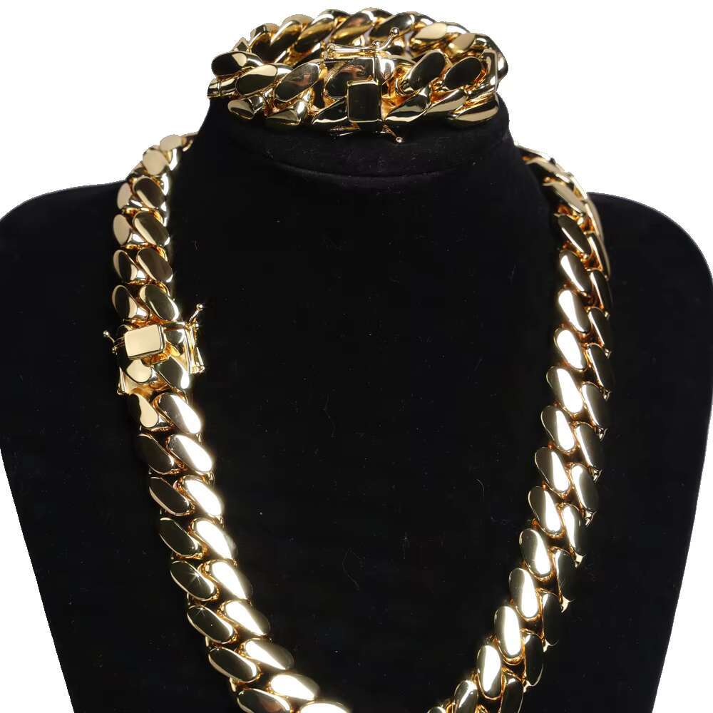 Wholesale Hiphop Miami Cuban Chain Men Necklace 10k 14k Gold Cuban Link Chain Fashion Jewelry Necklaces