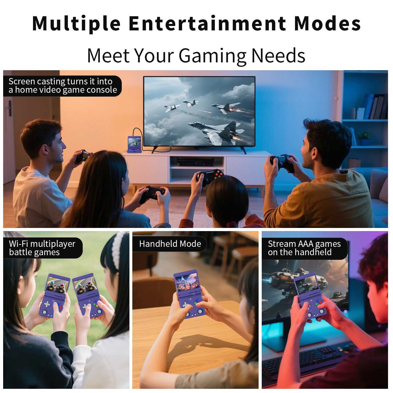 Anbernic RG34XXSP Flip Handheld Game Console 3.4-inch Screen Linux 64-bit 3300mAh WIFI Colla ible Retro Video Gaming Player XJ250619