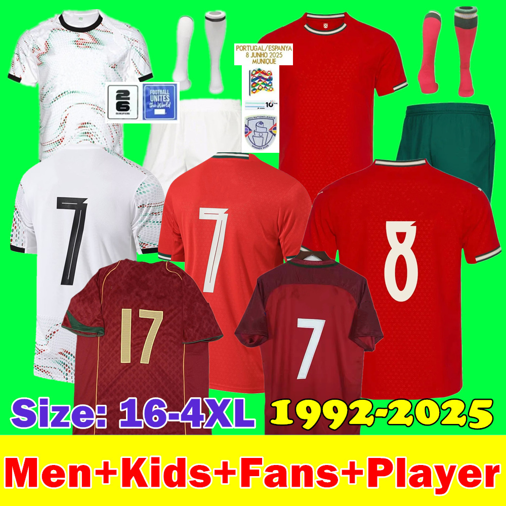 2025 Portugal Jersey ronaldo Soccer Jerseys Portuguese 25 26 Women Men Kids kit Fans Player C.RONALDO FIGO Retro 98 00 02 04 06 10 12 16 18 Vintage football shirt 3XL 4XL
