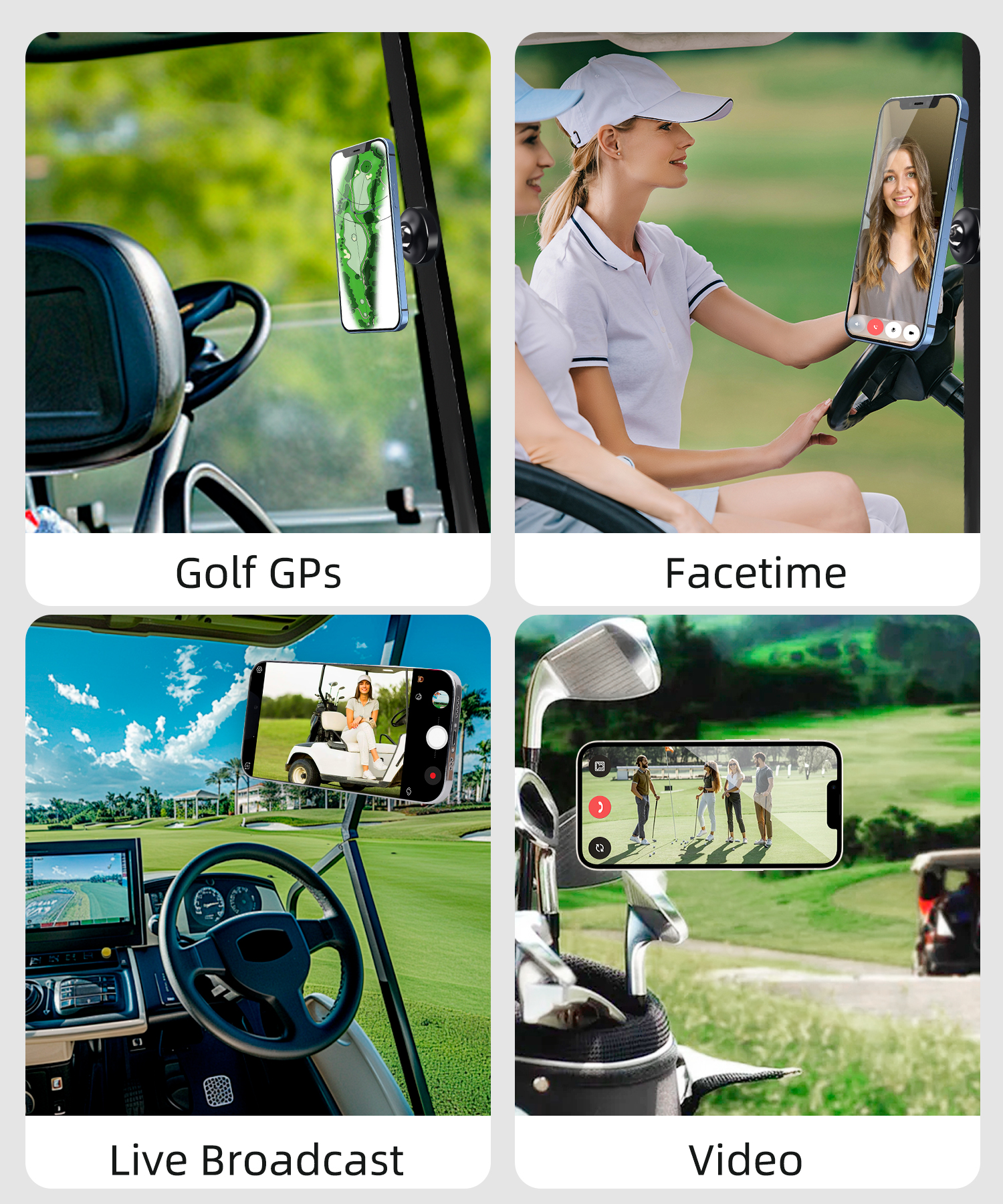 Magnetic Phone Holder for Golf Cart, 360 Adjustable Phone Mount with Ultra-Strong Magnet, All-Metal Cell Phone Mounts for Car Accessories, Samsung,924