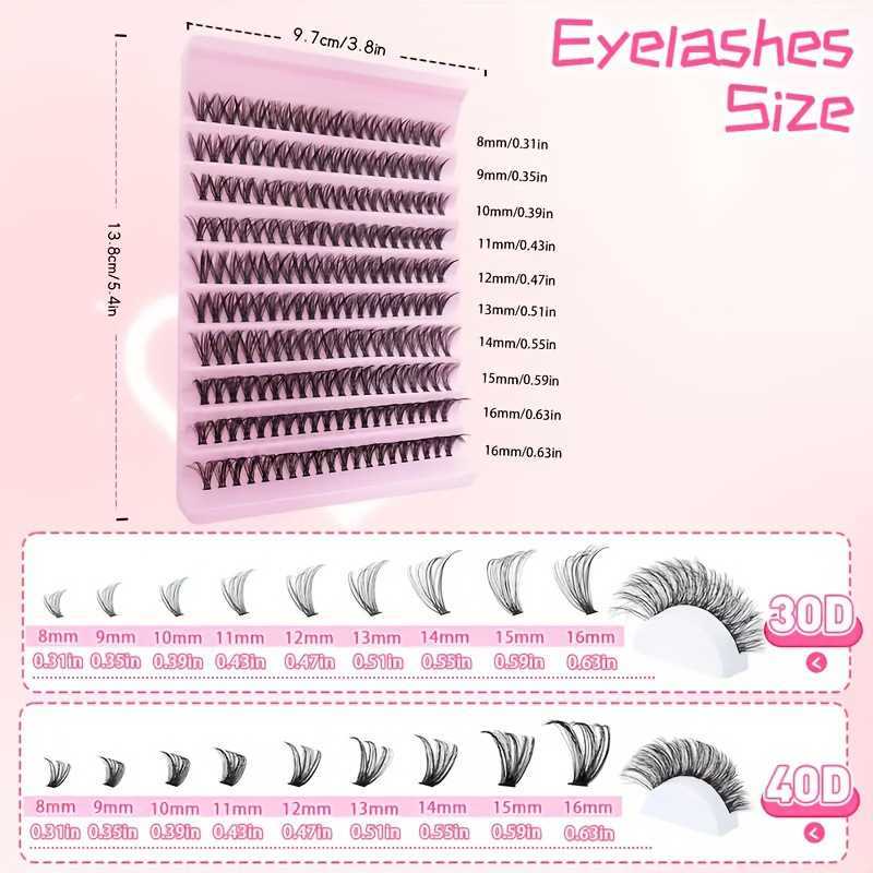 30D/40D/80D Segmented Eyelash False Eyelashes Large Capacity DIY Eyelash Set + Double-Ended Glue + Tweezers 250615