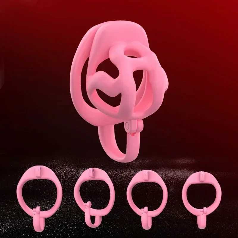 Hook Chastity Cage Breathable Cock Cage Device with 4 Penis Rings Bondage Sissy Anti Escape Abstinence Gay BDSM Erotic Sex Toys