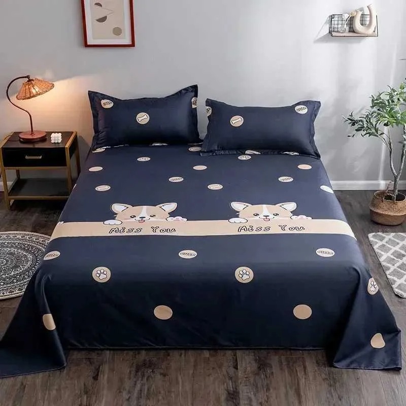 26AJG Vintage French Print 4-Piece Bedding Set with Lace Trim - Milk Velvet Quilt & Matching Pillows