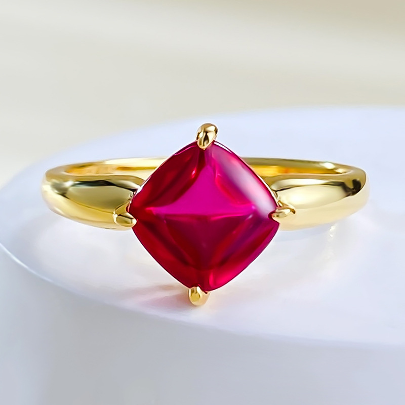 Elegant 925 Sterling Silver Red Moissanite Ring 7x7mm Brilliant Cushion Cut