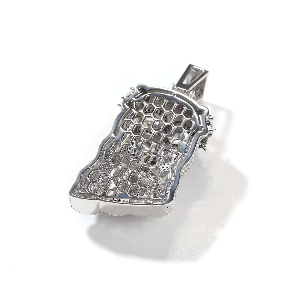 Huge Two Tone Spooky Silver Jesus Head Face Zircon Black Crown Charm Iced Out Jumbo Pendant Black Cubic Zirconia Necklace