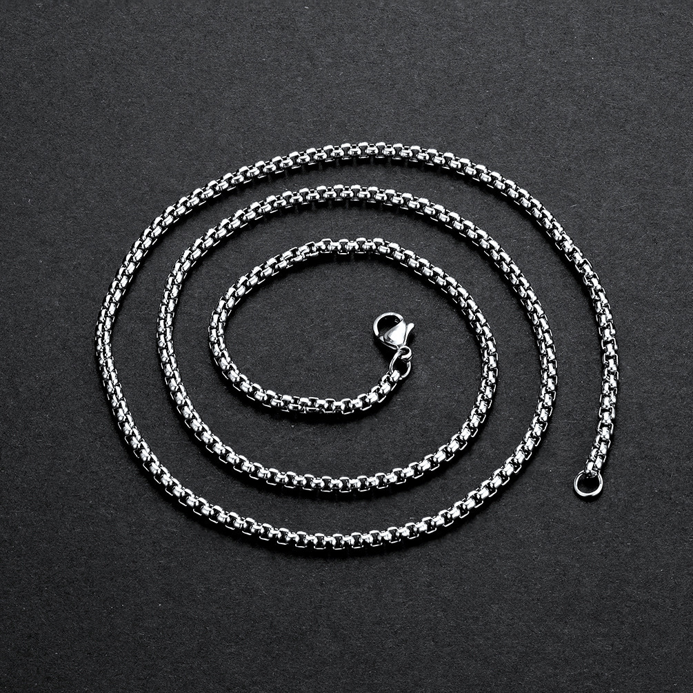 2025 Luxury Premium Titanium Steel Hip-Hop Geometric Square Pearl Statement Chain Men's Trendy High-grade pearl material Single Chain Necklace