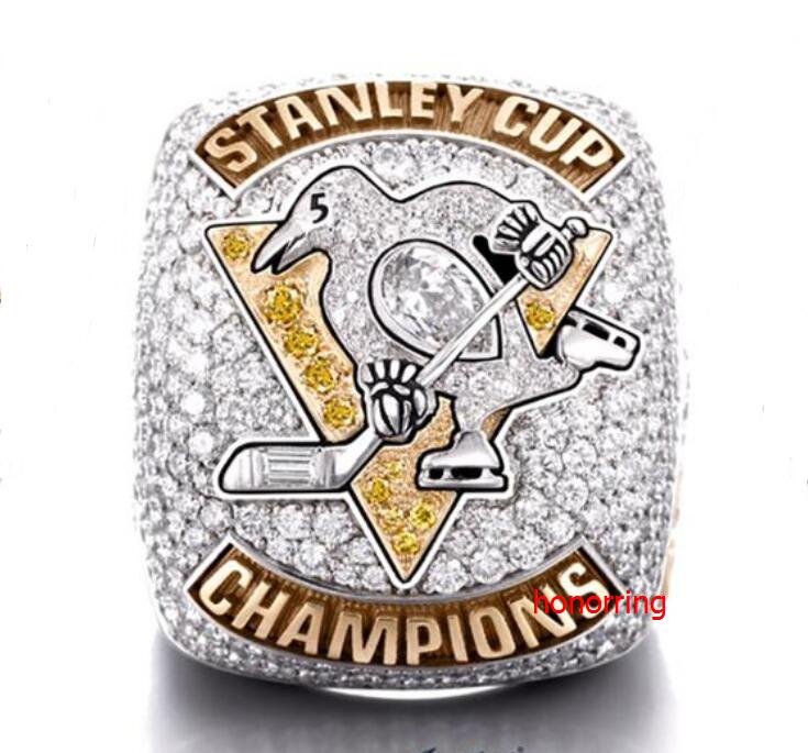 2017 year Pittsburgh Stanley Cup Penguins Team Champion Championship Ring Wooden Display Box Souvenir Men Fan Gift Wholesale 2025 Commemorative ring