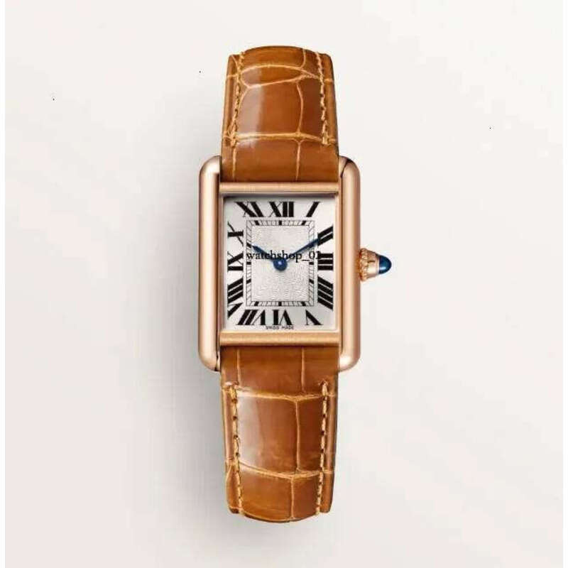 Tank Watch Fashion couple watch simple appearance modeling imported calfskin sapphire inset suitable for party travel golden generouss3