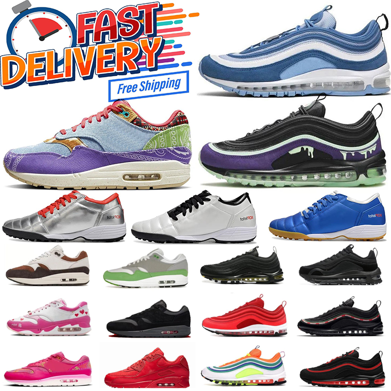 Designer Running shoes women mens 90s 97s University Blue Leather Mesh Grey Malt silver Gym outdoors sports trainers Sneakers size 36-45