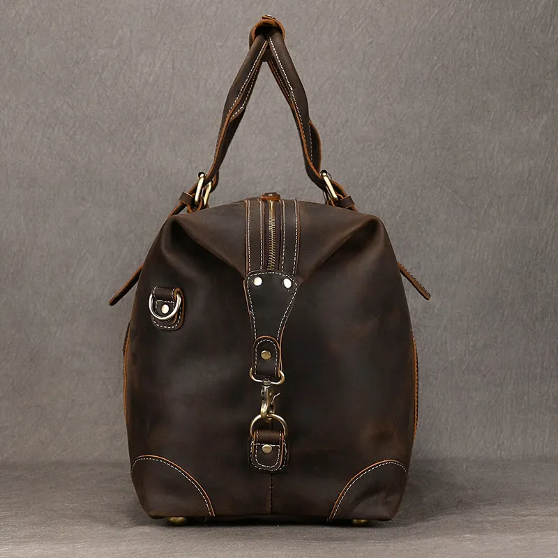 High Fashion Leather Travel Bag for Men Male Duffle Bag Large Capacity Weekender Bag 50cm Luggage Bag Business Carry on Handbag