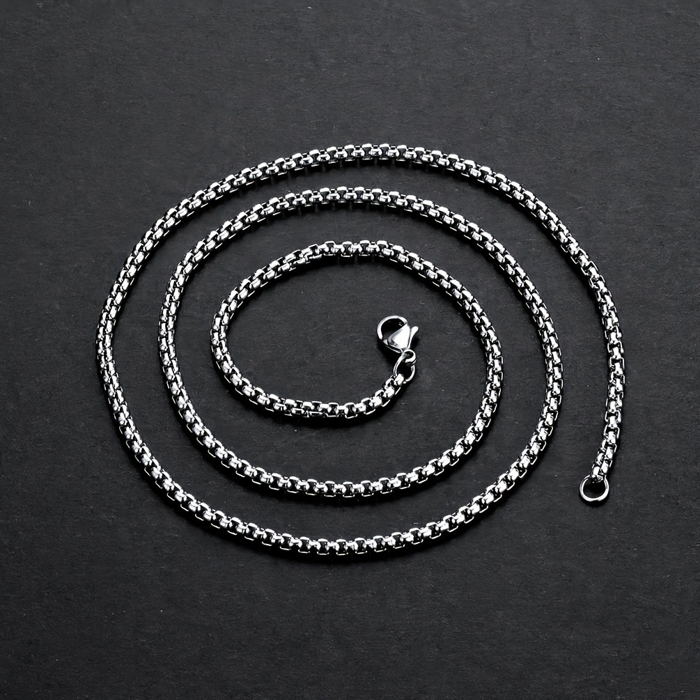 2025 Luxury Premium Titanium Steel Hip-Hop Geometric Square Pearl Statement Chain Men's Trendy High-grade pearl material Single Chain Necklace