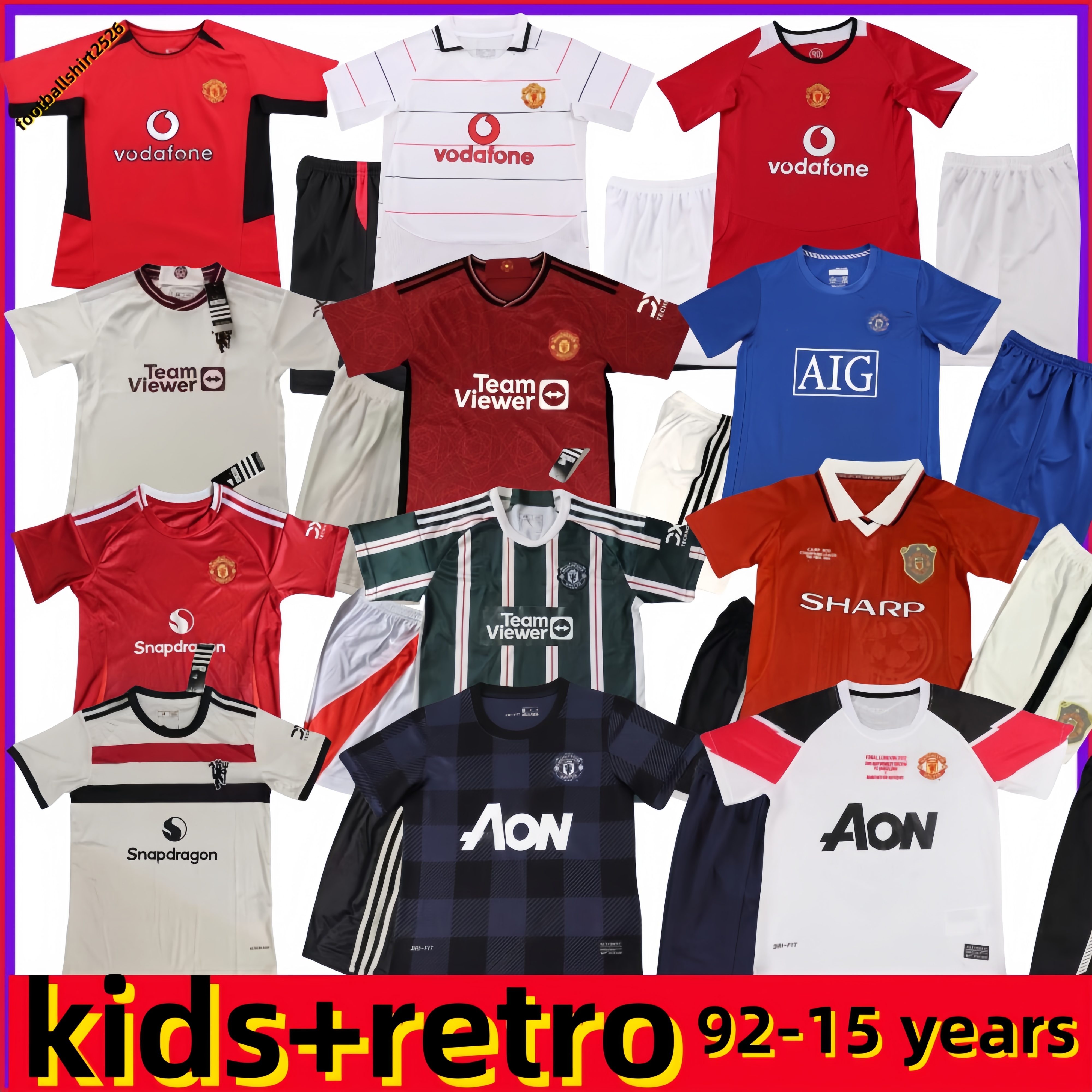 Retro Kid kit 92 CANTONA GIGGS KEANE Mainoo Mens RETRO Short sleeve United Soccer Jerseyskids kits 1998 1999 SOLSKJAER SCHOLES RONALDO FERDINAND ROONEY CHICHARITO