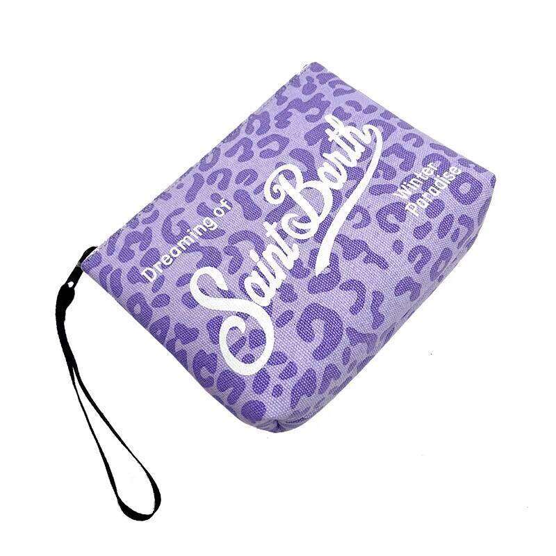 SAINT BARTH autumn and winter new women's Clutch Bag leopard print purple canvas diving handbag