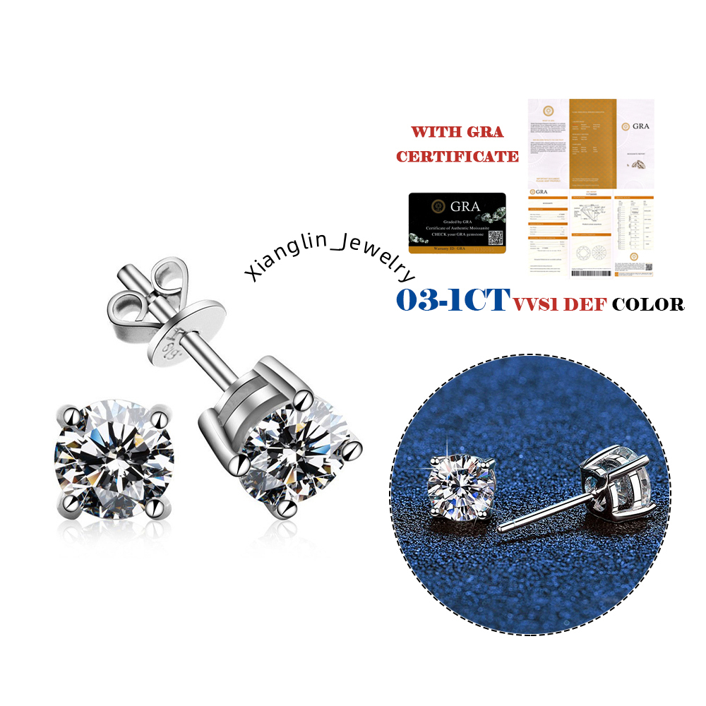 Moissanite Earrings for Women Diamond Ear Studs 925 Sterling Silver Fine Jewelry Gift